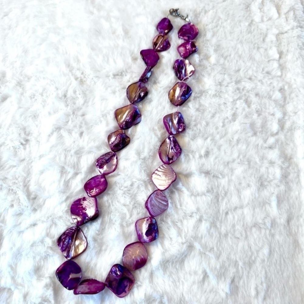 Gorgeous beaded mother of pearl mix with purple, pink and Iridescent tones